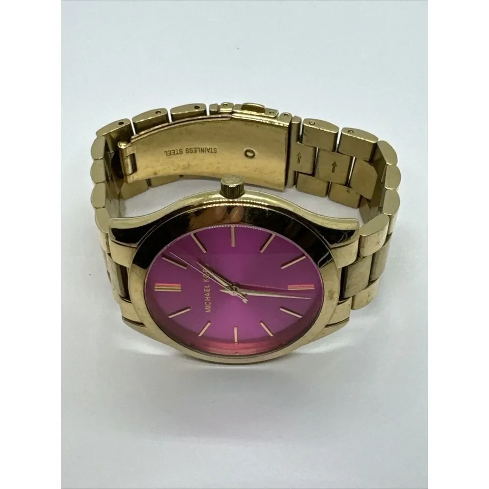 Michael Kors Slim Runway MK3264 Women Analog Pink Dial Quartz Wrist Watch JNA447
